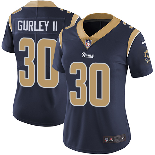 Nike Rams #30 Todd Gurley II Navy Blue Team Color Women's Stitched NFL Vapor Untouchable Limited Jersey - Click Image to Close
